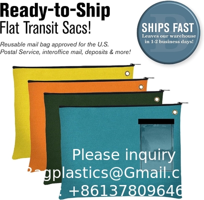 Canvas Interoffice Mailer, 14 oz. 14W x 11H Transit Bag Grote Zipper Bag met Grommet Gebruik met hangslot