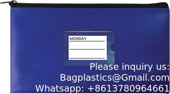Zipper Security Bank Deposit Bag, Clear Window &amp; 14 Insert Cards Cash Bag, Utility Pouch, diverse 7 kleuren