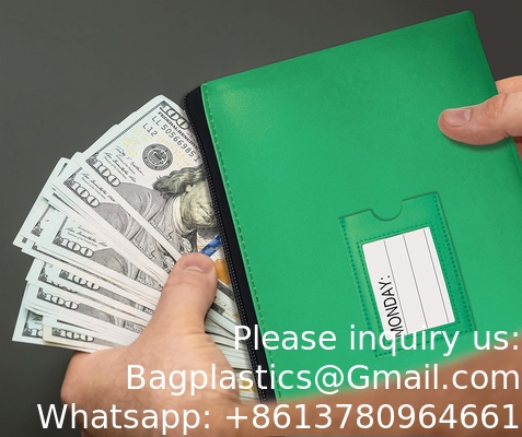 Zipper Security Bank Deposit Bag, Clear Window &amp; 14 Insert Cards Cash Bag, Utility Pouch, diverse 7 kleuren