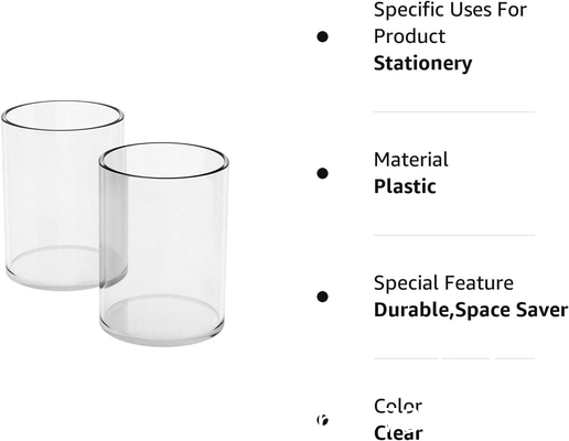 Acrylpenhouder 2 Pack,Clear Desktop Pencil Cup Stationery Organizer voor kantoor bureau accessoires -Rond