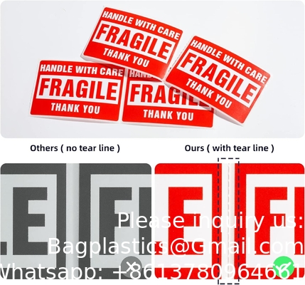 3 x 2 inch handvat met zorg Fragile stickers voor het verzenden van bewegende glas 500 Permanente kleefstof Fragile labels