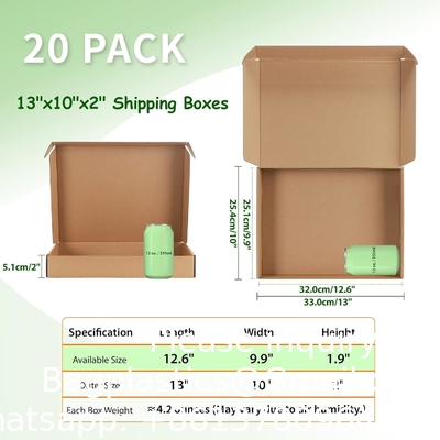 Verzenddozen Set van 20, Bruin gegolfd karton Literatuur Postdoos Voor verpakking, verzending, zaken