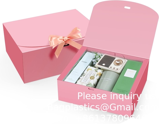 Geschenkdozen met deksels, Roze 10X8X4 inch geschenkdozen, bruidsmeisje aanzoekdoos met lint, Kraft papier dozen voor het huwelijk