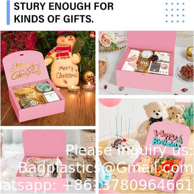 Geschenkdozen met deksels, Roze 10X8X4 inch geschenkdozen, bruidsmeisje aanzoekdoos met lint, Kraft papier dozen voor het huwelijk