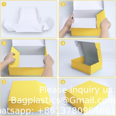 Gele verzenddozen, kartonnen geschenkdozen met deksels voor het inpakken van geschenken aan vrouwen mannen, gegolfde postbus