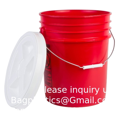 Emmer met Gamma Seal deksel, HDPE, Red Food Grade BPA-vrij 5 gallon emmer emmercontainer met Gamma Seal deksel