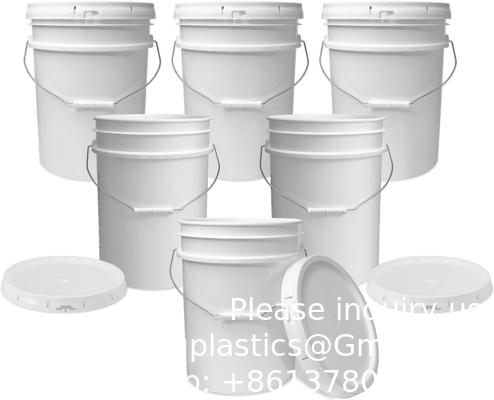 5 Gallon White Bucket &amp; Lid - Duurzame 90 Mil All Purpose Bucket - Food Grade - BPA Free Plasti (5 Gal. W/Lids - 6pk)