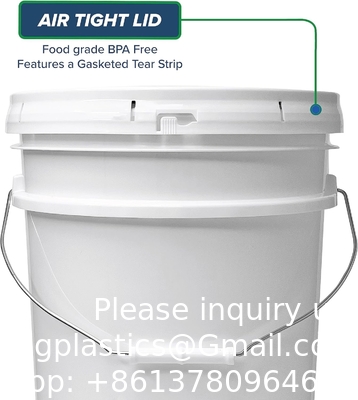 5 Gallon White Bucket &amp; Lid - Duurzame 90 Mil All Purpose Bucket - Food Grade - BPA Free Plasti (5 Gal. W/Lids - 6pk)