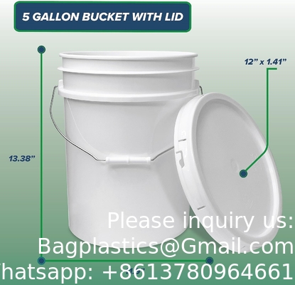 5 Gallon White Bucket &amp; Lid - Duurzame 90 Mil All Purpose Bucket - Food Grade - BPA Free Plasti (5 Gal. W/Lids - 6pk)
