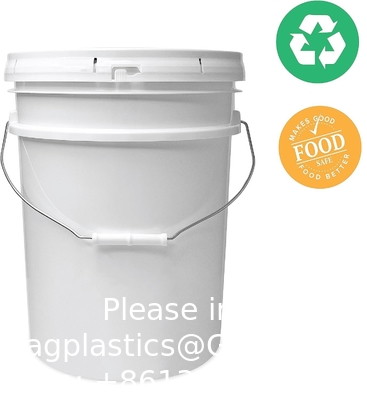 5 Gallon White Bucket &amp; Lid - Duurzame 90 Mil All Purpose Bucket - Food Grade - BPA Free Plasti (5 Gal. W/Lids - 6pk)