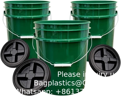 7 liter zwarte emmers voor voedingsmiddelen + Gamma-dichtingsdeksels, BPA-vrije containeropslag, duurzame HDPE-emmers