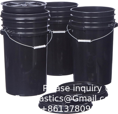 7 liter zwarte emmers voor voedingsmiddelen + Gamma-dichtingsdeksels, BPA-vrije containeropslag, duurzame HDPE-emmers