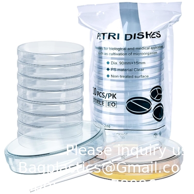 Steriele petrischalen met deksels (90 x 15 mm), 2 ml plastic pipetten voor laboratoriumanalyse, schoolprojecten, bloedmonsters