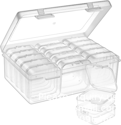 Organiseringsopslagdozen - Kleine plastic opslagcontainers met gehangen deksels voor kralen, juwelen en ambachtelijke benodigdheden