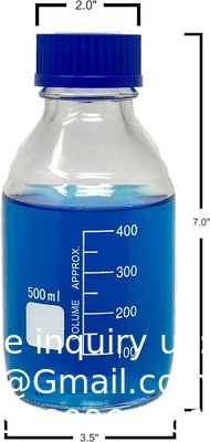 Laboratorium water reagens Wetenschappelijk 500 ml glas Ronde media opslagflessen met GL45 schroefdop, borosilicaat glas