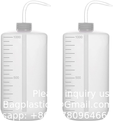 Chemische wasfles, 2 verpakkingen Plastic Safety Lab Squeeze Wasfles, LDPE met smalle mond, 1000 ml / 2 fles