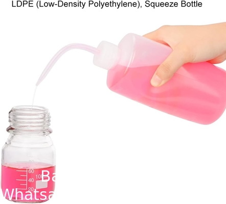 Chemische wasfles, 2 verpakkingen Plastic Safety Lab Squeeze Wasfles, LDPE met smalle mond, 1000 ml / 2 fles