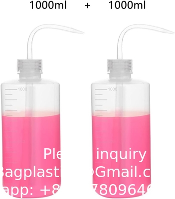 Chemische wasfles, 2 verpakkingen Plastic Safety Lab Squeeze Wasfles, LDPE met smalle mond, 1000 ml / 2 fles