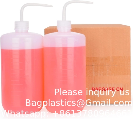 Chemische wasfles, 2 verpakkingen Plastic Safety Lab Squeeze Wasfles, LDPE met smalle mond, 1000 ml / 2 fles