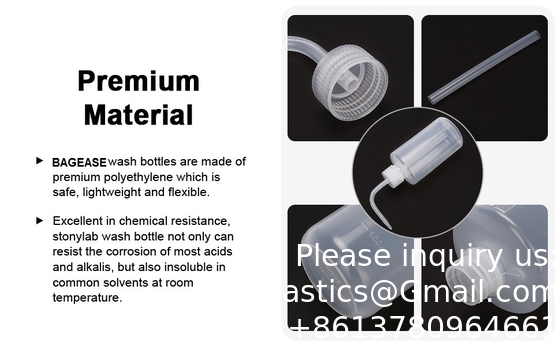 Chemische wasfles, 2 verpakkingen Plastic Safety Lab Squeeze Wasfles, LDPE met smalle mond, 1000 ml / 2 fles