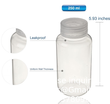 Laboratoriumkwaliteit Polypropyleen reageerfles met brede mond, 2 oz plastic lege fles met dop