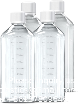 Wetenschappelijke 125 ml Plastic Reagent Flask 6-Pack Laboratory Chemical Storage - Clear Graduated Square Polycarbonate