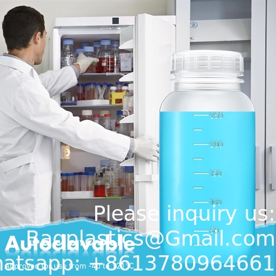 Laboratoriumfles met reagens van polypropyleen met een breed mondje met afgeleide schaal, herbruikbare plastic flessen met doppen