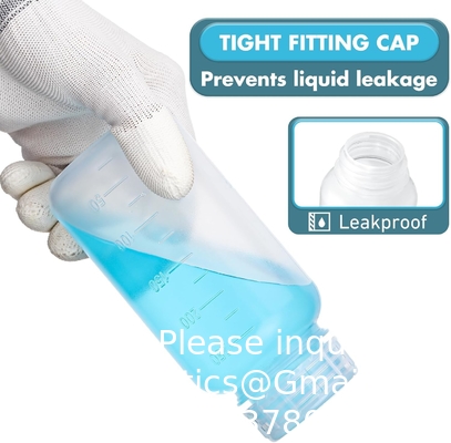 Laboratoriumfles met reagens van polypropyleen met een breed mondje met afgeleide schaal, herbruikbare plastic flessen met doppen