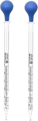 Glas Druppelglas voor geneesmiddelen Pipetten Labdruppel met blauwe rubberen dop en weegschaal (3 ml (2 verpakkingen))