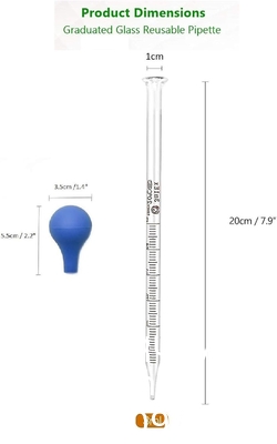 Glas Druppelglas voor geneesmiddelen Pipetten Labdruppel met blauwe rubberen dop en weegschaal (3 ml (2 verpakkingen))