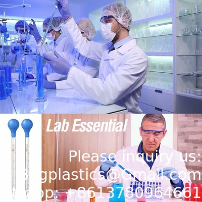 Glas Druppelglas voor geneesmiddelen Pipetten Labdruppel met blauwe rubberen dop en weegschaal (3 ml (2 verpakkingen))