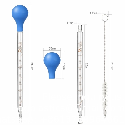 Glas Druppelglas voor geneesmiddelen Pipetten Labdruppel met blauwe rubberen dop en weegschaal (3 ml (2 verpakkingen))