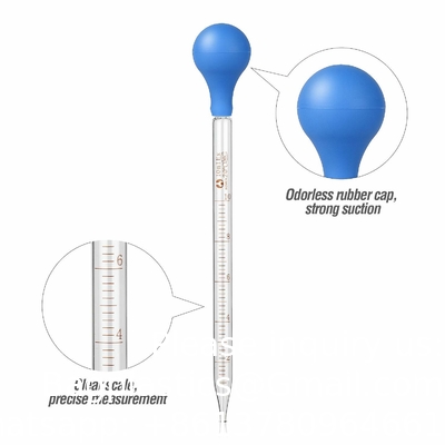 Glas Druppelglas voor geneesmiddelen Pipetten Labdruppel met blauwe rubberen dop en weegschaal (3 ml (2 verpakkingen))