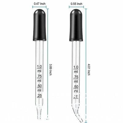 Oogdrupper voor essentiële oliën, pipetten drupper rubber kop, gekalibreerd dik glas medicijn druppelen pipet