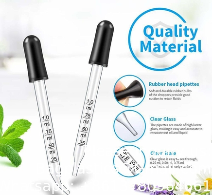 Oogdrupper voor essentiële oliën, pipetten drupper rubber kop, gekalibreerd dik glas medicijn druppelen pipet