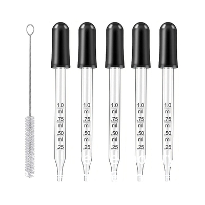 Oogdrupper voor essentiële oliën, pipetten drupper rubber kop, gekalibreerd dik glas medicijn druppelen pipet