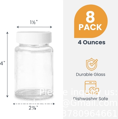 Glass Juice Shot flessen met doppen - 8 Pack 3,5 oz Kleine heldere herbruikbare potten met deksels voor het bewaren van sap