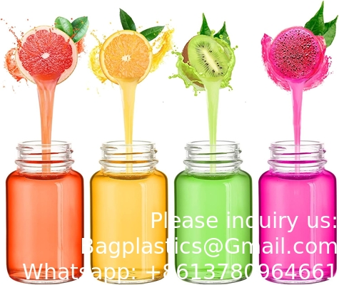 Glass Juice Shot flessen met doppen - 8 Pack 3,5 oz Kleine heldere herbruikbare potten met deksels voor het bewaren van sap