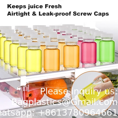 Glass Juice Shot flessen met doppen - 8 Pack 3,5 oz Kleine heldere herbruikbare potten met deksels voor het bewaren van sap
