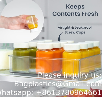 Glass Juice Shot flessen met doppen - 8 Pack 3,5 oz Kleine heldere herbruikbare potten met deksels voor het bewaren van sap