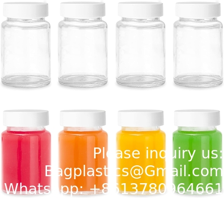 Glass Juice Shot flessen met doppen - 8 Pack 3,5 oz Kleine heldere herbruikbare potten met deksels voor het bewaren van sap