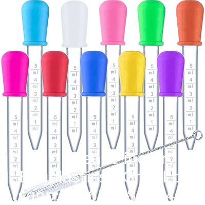 Pipetten Droppers Silicone 5 ml Clear Medicine Eye Dropper voor kinderen met gloeilamp Tip &amp; Borstel voor Candy Mold, Gummy