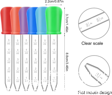 Pipetten Droppers Silicone 5 ml Clear Medicine Eye Dropper voor kinderen met gloeilamp Tip &amp; Borstel voor Candy Mold, Gummy