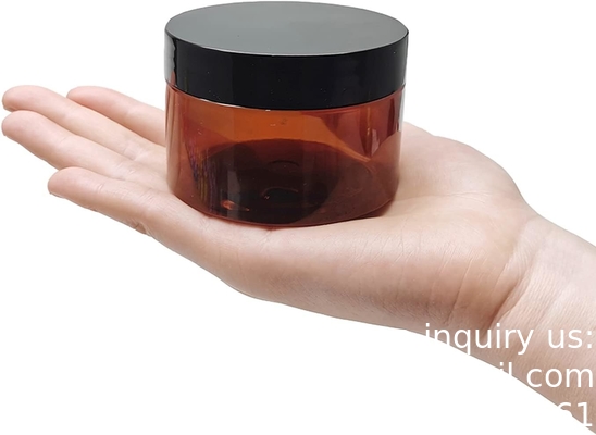 Amber plastic potten met deksels en etiketten, 12 pakketten lege bruine cosmetische containers voor schoonheidsproducten, body butter