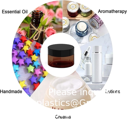 Amber plastic potten met deksels en etiketten, 12 pakketten lege bruine cosmetische containers voor schoonheidsproducten, body butter