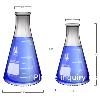 Erlenmeyerfles met nauwe mond met rubberen stop Glasflas 5 stukken set, nauwe mond Erlenmeyer, borosilicaat