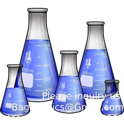 Erlenmeyerfles met nauwe mond met rubberen stop Glasflas 5 stukken set, nauwe mond Erlenmeyer, borosilicaat