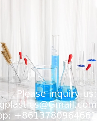 Laboratoriumglaswerkstel Beaker Flask Cylinder Set omvat Erlenmeyer Flasken, Glasbekers, Afgestudeerde meetcilinders