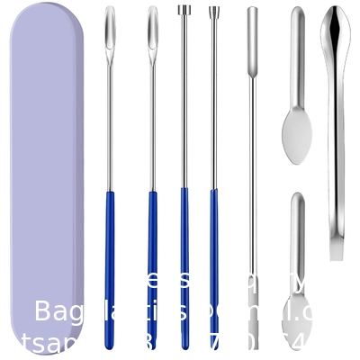 Wetenschapslaboratorium Micro Spatula Tweezer Sampler Set, roestvrij staal MulliPurpose Laboratory Sampling Mixing Pipette Set