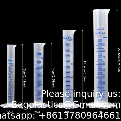 Plastic gegradueerde cilinders en bekers 5 pipetten, 10 ml 25 ml 50 ml 100 ml cilinders, 50 ml 100 ml 250 ml 500 ml 1000 ml